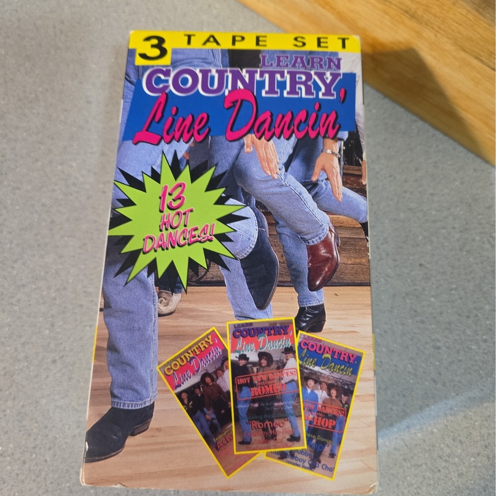 Vintage Learn Country, Line Dancin' 13 Hot Dances! VHS Volumes 1, 5, and 6, 1992